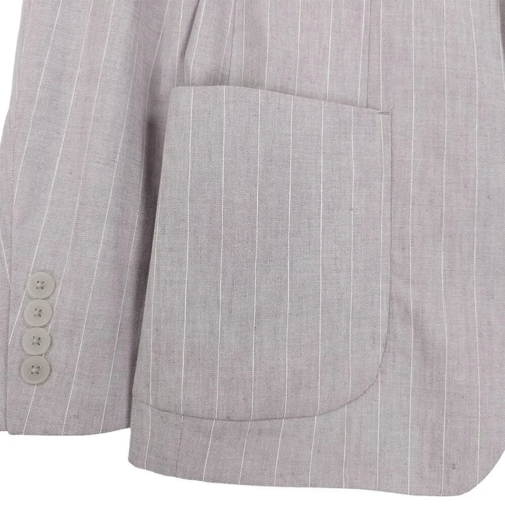 Calvin Klein Mens Slim Fit Suit Jacket 38S Grey Pinstripe Stretch Linen Blend